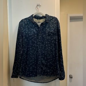 Zara Man Denim Bird Print Button Down - Size: L